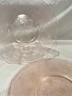 Set (3) MacBeth-Evans “Dogwood” Pink Depression Glass 11.5” Dinner Plates | GUC
